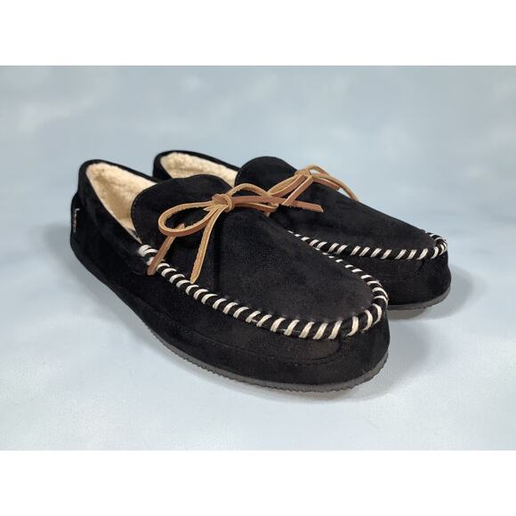 Men\'s 13 - Polo Ralph Lauren Black Faux Suede Slippers Sherpa Lining SMF1207ARL main image 9